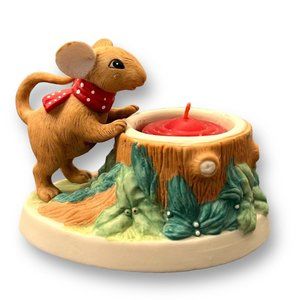 Vintage Christmas Mouse & Tree Votive Candle Holder Current Inc. 1980s #5979